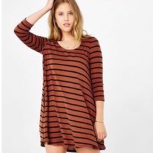 BDG Black & Brown Striped Swing Dress